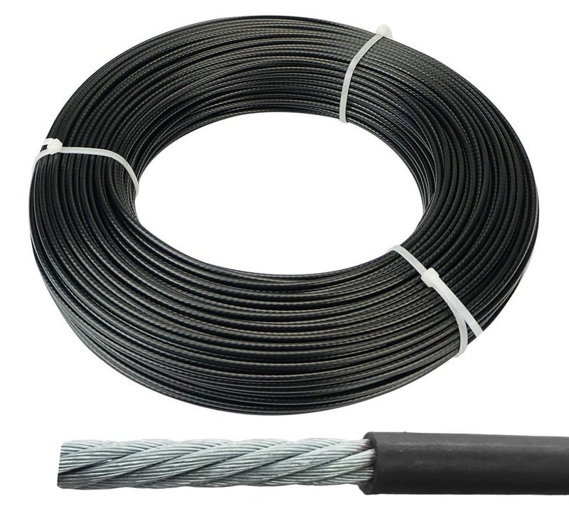 Shopoflux® Gym Machine Wire Rope PU Coated Cable Inside Steel (Black) (5 MM, 5 Meter) - Image 1