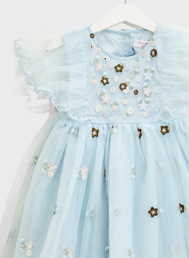 Ripples Floral Tulle Dress