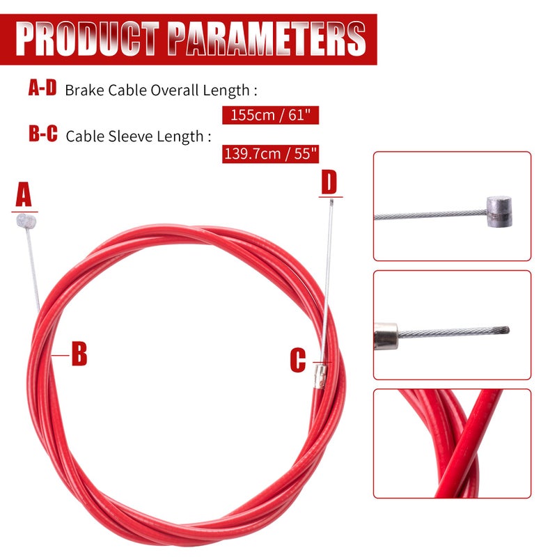 MRELC Mini Bike Brake Lever 78 22mm Clutch 155cm Brake Cable fit for Coleman CT100U CC100X Doodle Bug Baja DB30 98cc 100cc 3hp Motovox MBX10 MBX11 Monster Moto MMB80 Powersport Parts Red - Image 4