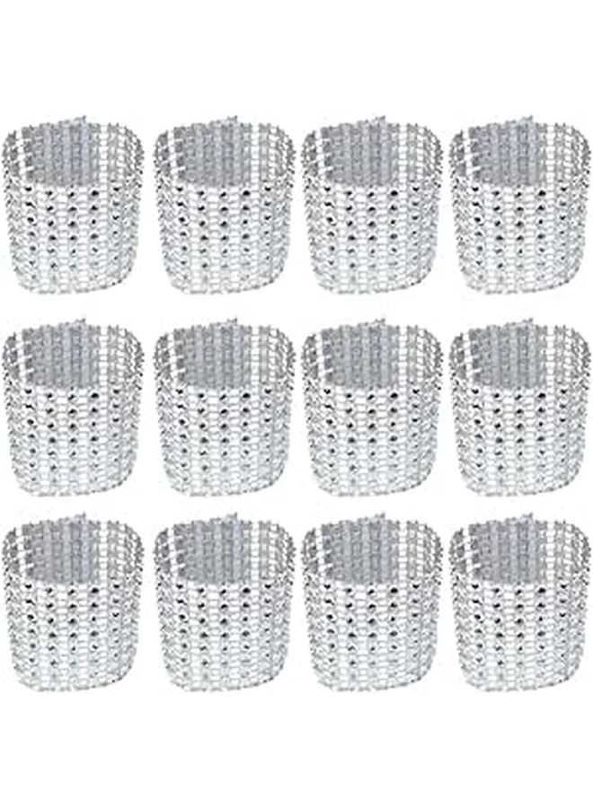 Silver Rhinestone Napkin Rings Set Of 60 Diamond Adornment For Wedding Receptions Place Settings - Image 1
