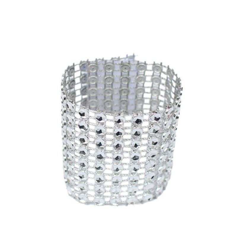 Silver Rhinestone Napkin Rings Set Of 60 Diamond Adornment For Wedding Receptions Place Settings - Image 5
