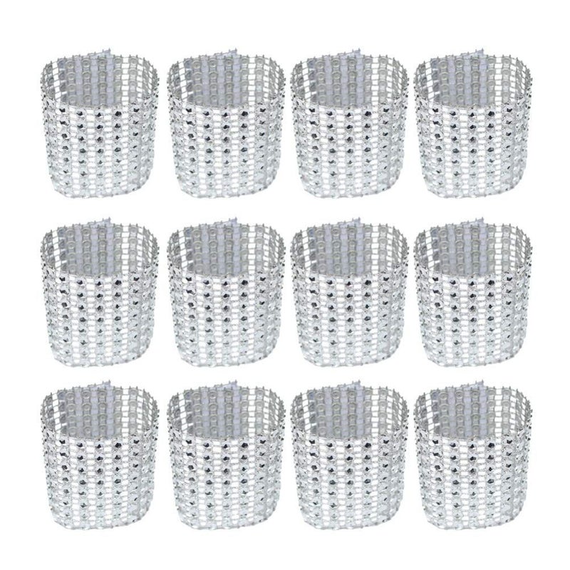 Silver Rhinestone Napkin Rings Set Of 60 Diamond Adornment For Wedding Receptions Place Settings - Image 2