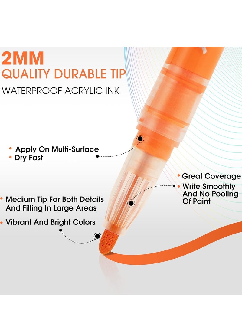 Generic 24 Color Acrylic Paint Markers Waterproof Paint Pens for Rock Painting Graffiti Stone Ceramic Glass Wood Fabric Canvas Porcelain Metal Water Based Quick Dry Non-Toxic 2mm  - Image 3