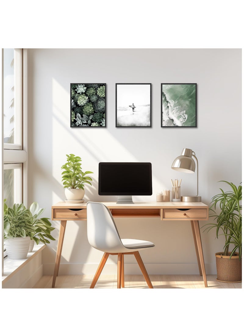 SOLARAE Beach Wall Decor Poster, Sage Green Botanical Prints Abstract Minimalist Wall Poster for Bedroom Living Room Decor 20x30cm Unframed Set of 6 - Image 4