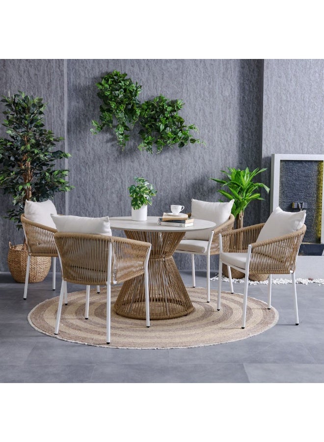 DANUBE HOME Premium Nuvana 1 + 4-Seater Dining Set, Modern Comfortable Chairs & Table Set, Durable Home Dining Furniture, Elegant Design  – Brown/Beige - Image 2