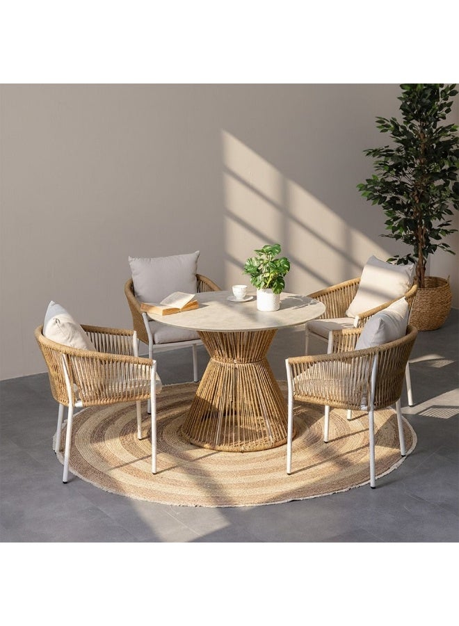 DANUBE HOME Premium Nuvana 1 + 4-Seater Dining Set, Modern Comfortable Chairs & Table Set, Durable Home Dining Furniture, Elegant Design  – Brown/Beige - Image 1