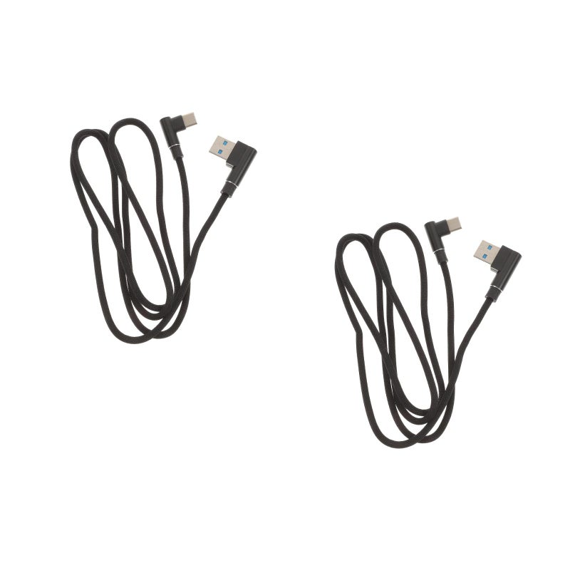 2pcs Right Angle USB Type C Cable USB 2.0 to 90 Degree USB-C Data Cable Charger Cord for Charging and Data Transmission (Black) - Image 1