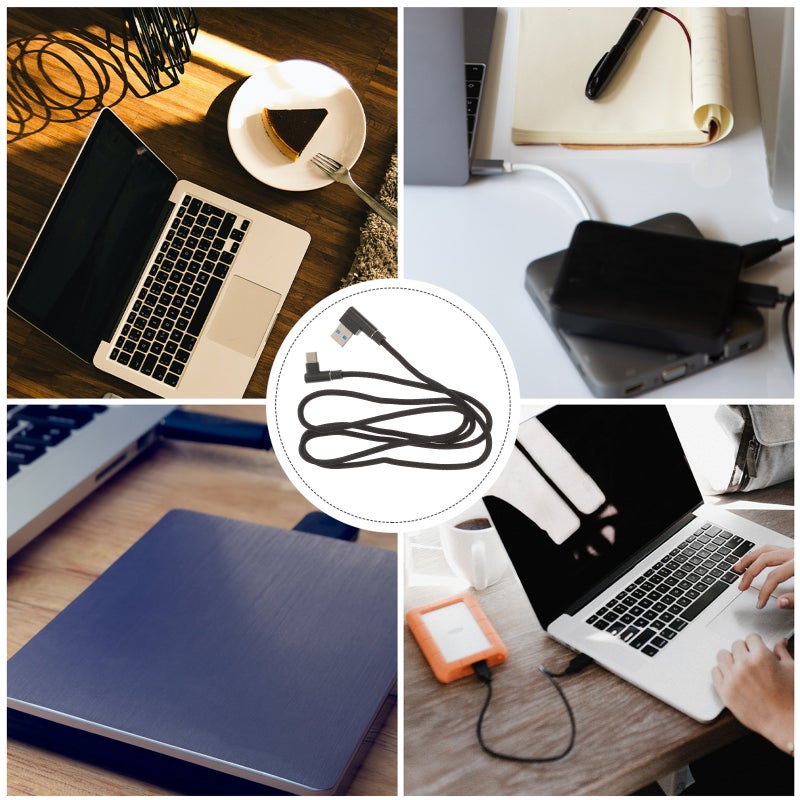2pcs Right Angle USB Type C Cable USB 2.0 to 90 Degree USB-C Data Cable Charger Cord for Charging and Data Transmission (Black) - Image 3