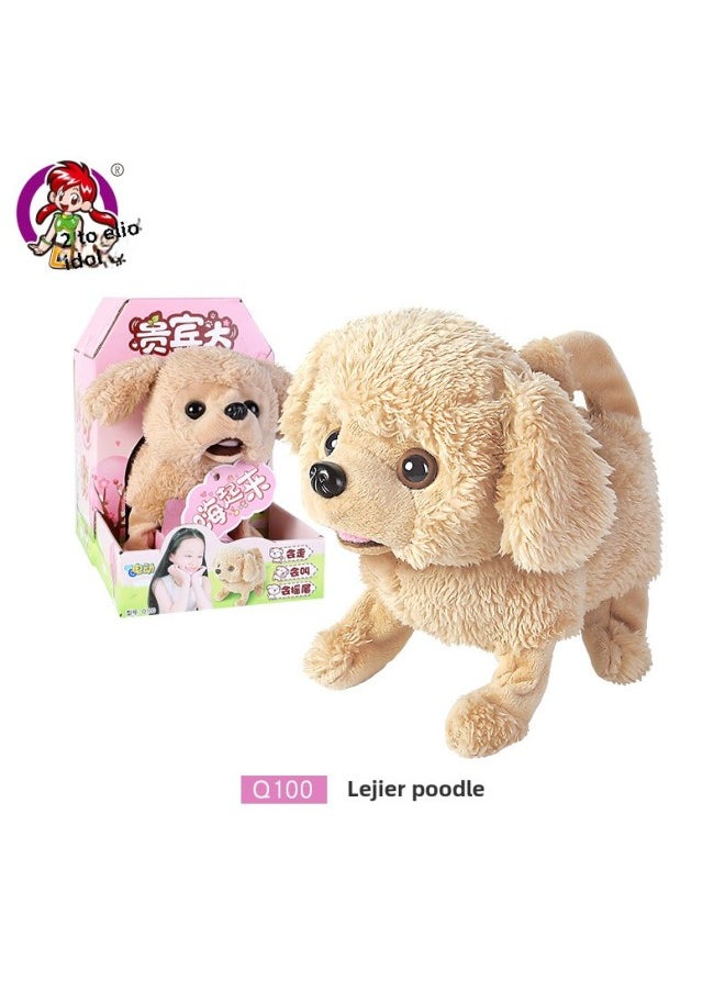 Le Jier Children's Electric Toy Dog Simulation Plush Teddy Calling Walking Dog Machine Dog Girl-Color:Q100 Poodle  - Image 1