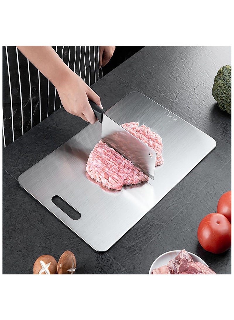 DELGREEN 304 Stainless Steel Cutting Board For Kitchen,Meat,Fruit,Pastry,Pizza,Cheese,Vegetable Metal Cutting Board,meat Cutting Board For Anti-skid Double Side,Dough Board（39cm * 28cm）  - Image 3