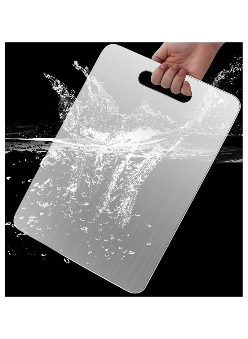 DELGREEN 304 Stainless Steel Cutting Board For Kitchen,Meat,Fruit,Pastry,Pizza,Cheese,Vegetable Metal Cutting Board,meat Cutting Board For Anti-skid Double Side,Dough Board（39cm * 28cm）  - Image 5