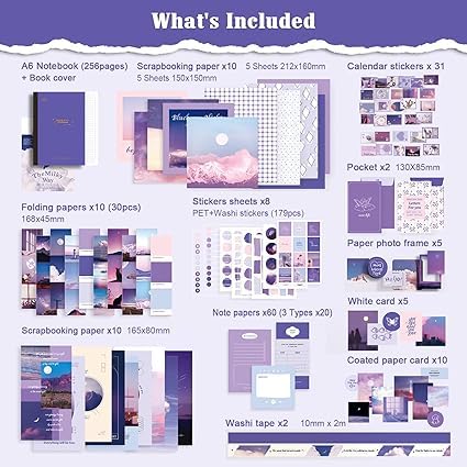 Homeitemss Moonlight Letter Scrapbooking Kit Collage Sheets DIY Kit Junk Journaling Kit Set Ephemera Craft Journaling Supplies - Image 4