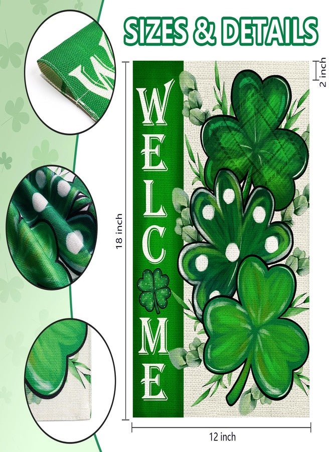 Agroon St Patricks Day Shamrocks Garden Flag 12x18 Inch, Double Sided Green Clovers Welcome Flag for Yard Outdoor Decoration - Image 5
