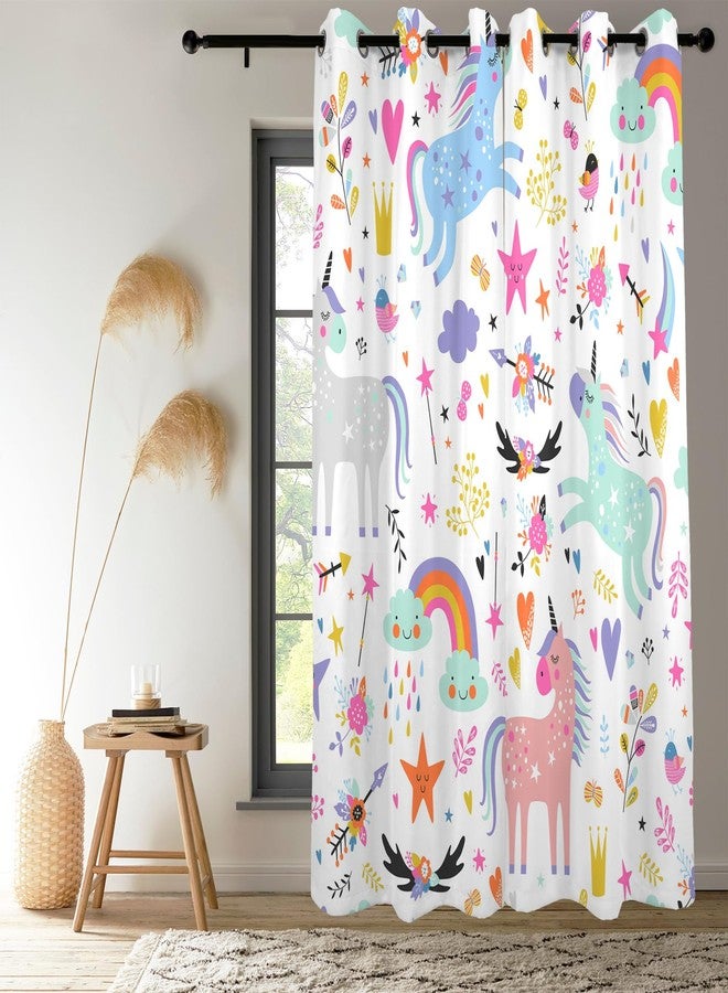رينايس ستائر رينيس يو-يونيكورن المعتمة لغرفة الأطفال، ستائر نوافذ بألوان قوس قزح ورسوم كرتونية لطيفة لغرفة نوم البنات، ستائر نوافذ ملونة على شكل حرف يو-يونيكورن لغرفة الحضانة، مقاس 29 × 55 بوصة، طقم من قطعتين - Image 2