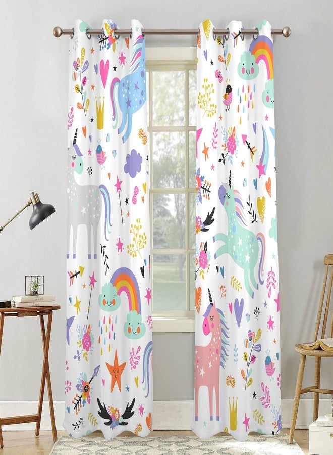 رينايس ستائر رينيس يو-يونيكورن المعتمة لغرفة الأطفال، ستائر نوافذ بألوان قوس قزح ورسوم كرتونية لطيفة لغرفة نوم البنات، ستائر نوافذ ملونة على شكل حرف يو-يونيكورن لغرفة الحضانة، مقاس 29 × 55 بوصة، طقم من قطعتين - Image 4