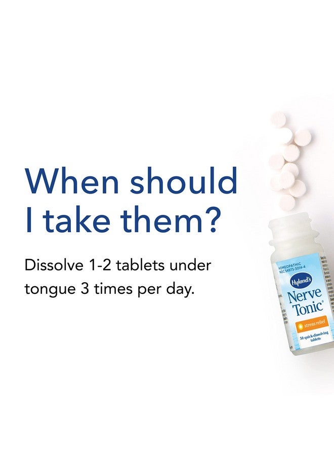 Hyland's Hyland's Nerve Tonic Stress Relief Tablets, Natural Relief of Restlessness, Nervousness and Irritability Symptoms, Non-Habit Forming, Quick Dissolving Tablets, 50 Count  - Image 3