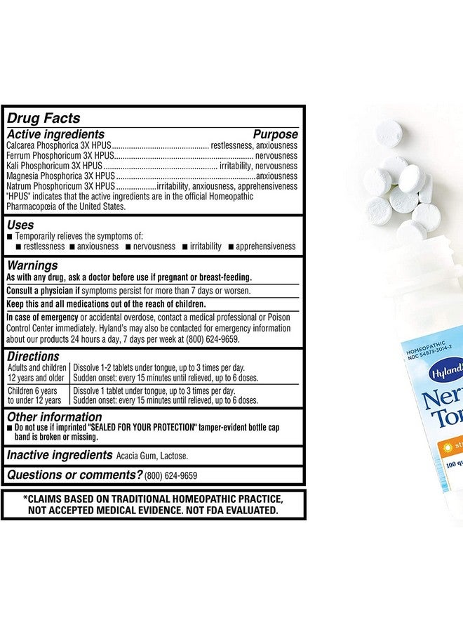 Hyland's Hyland's Nerve Tonic Stress Relief Tablets, Natural Relief of Restlessness, Nervousness and Irritability Symptoms, Non-Habit Forming, Quick Dissolving Tablets, 50 Count  - Image 5