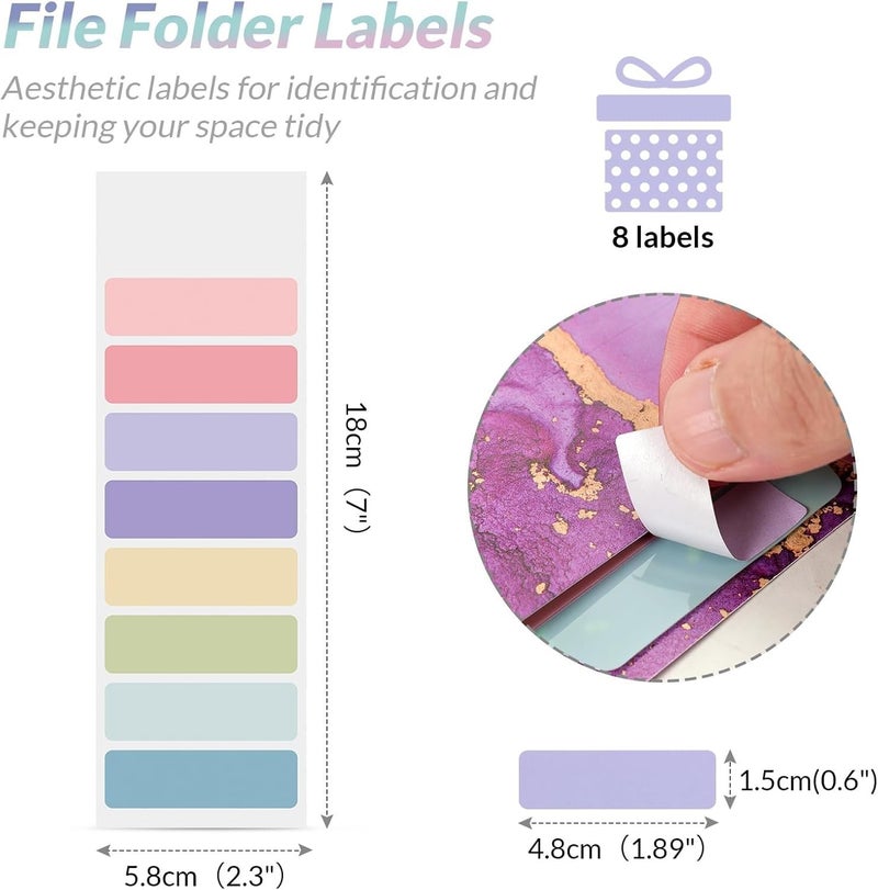 Corslet Expanding File Folder, Aesthetic Folders for School, Accordion File Organizer, Aesthetic Folder with Labels,5 Pockets Important Document Folders for School Office Home Marble Blue - Image 4