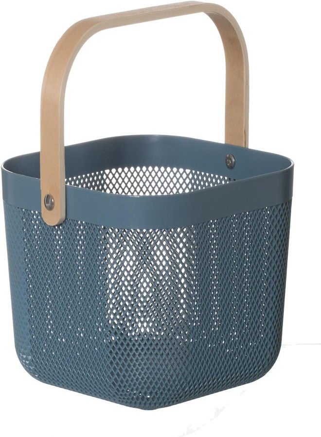 AZLVERA Metal Mesh Rectangular Basket - Multipurpose Storage Organizer, Fruit Basket, And Picnic Basket For Kitchen And Home - Ideal Basket For Storage And Organization (Pack Of 1, Blue) - Image 1