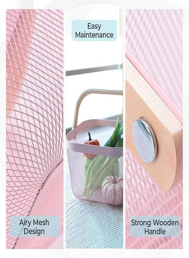 AZLVERA Metal Mesh Rectangular Basket - Multipurpose Storage Organizer, Fruit Basket, And Picnic Basket For Kitchen And Home - Ideal Basket For Storage And Organization (Pack Of 1, Blue) - Image 4