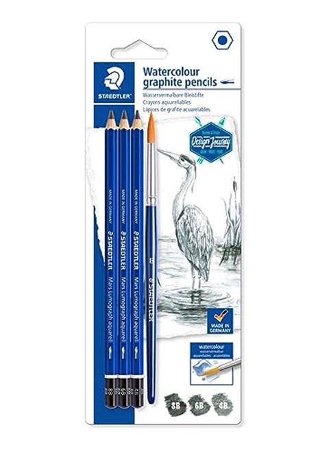 Staedtler-Water Color Graphite pencils with paint prush of 4 pcs. - multi color