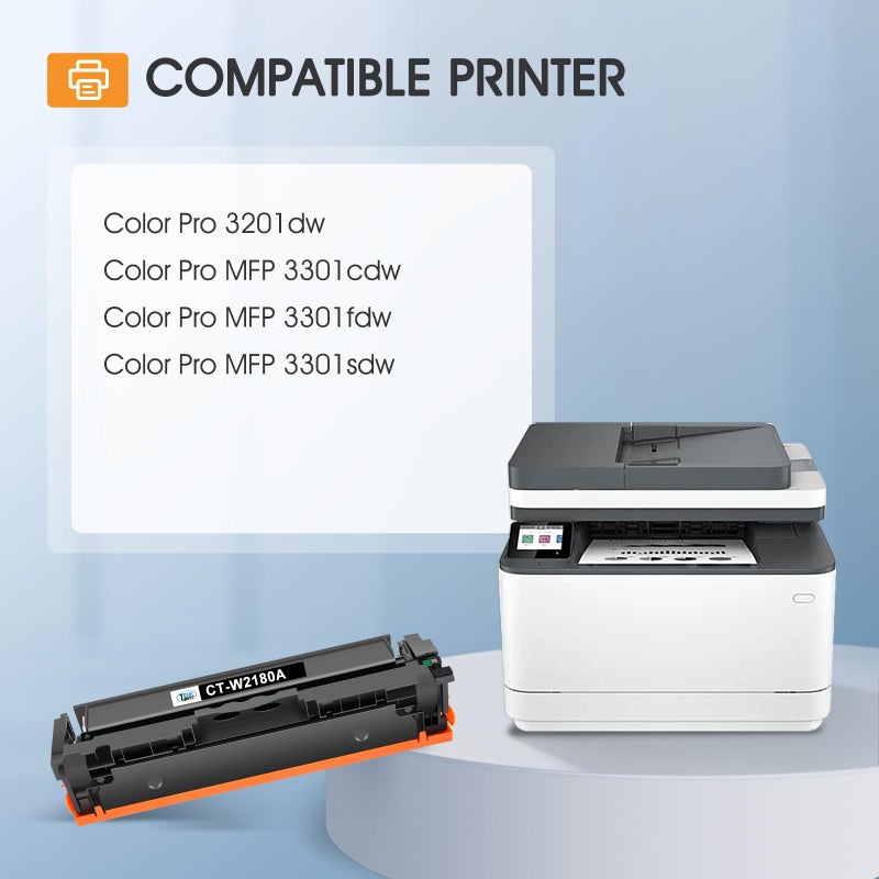 Cool Toner خراطيش حبر 218A عبوة 4 3301fdw 3301 218 متوافقة مع HP 218A 218X طابعة ليزر ملونة Pro MFP 3301cdw 3201dw 3301sdw مجموعة حبر عالية الإنتاج W2180A مع شريحة (أسود أزرق سماوي أصفر أرجواني)  - Image 2