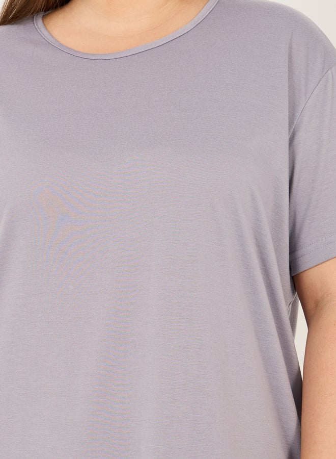 Styli Styli Plus Size Crossover Back Detail Sleep T-Shirt Dress  - Image 4