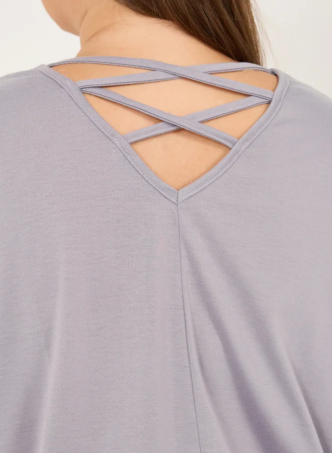 Styli Styli Plus Size Crossover Back Detail Sleep T-Shirt Dress