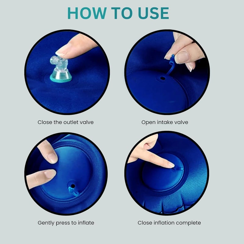 Dangfly Inflatable Travel Air Filled Pillow - Ultralight Camping Pillow for Lumbar Support - Compressible Neck Pillow for Camping, Hiking, and Travel (Blue) - Image 4