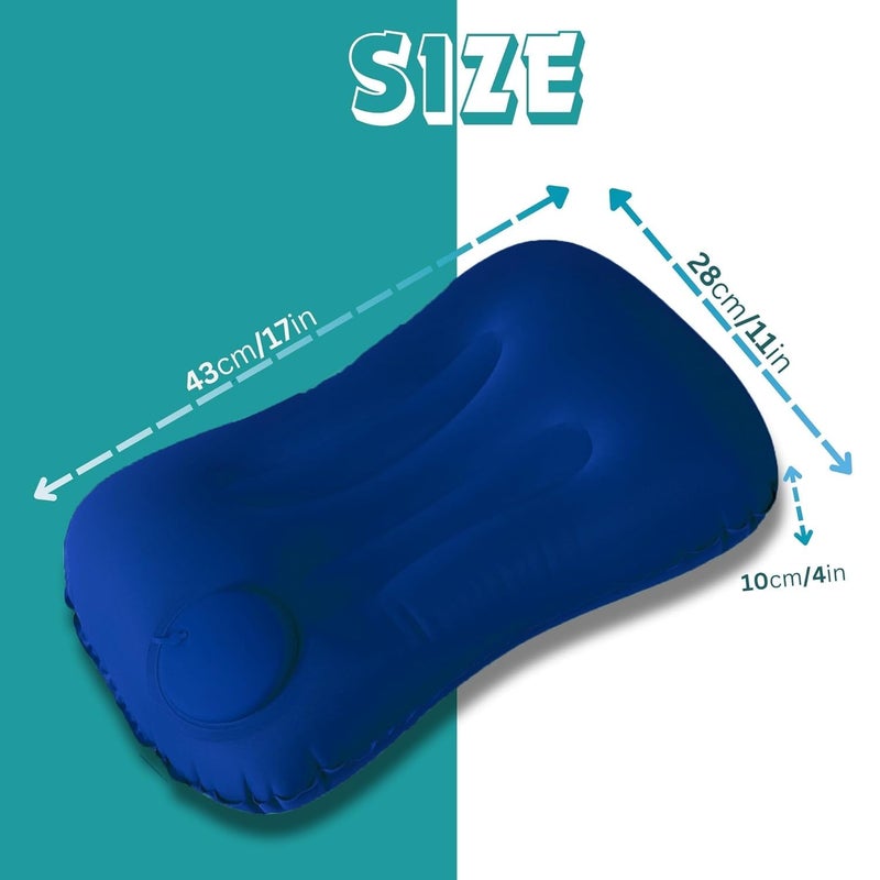 Dangfly Inflatable Travel Air Filled Pillow - Ultralight Camping Pillow for Lumbar Support - Compressible Neck Pillow for Camping, Hiking, and Travel (Blue) - Image 2