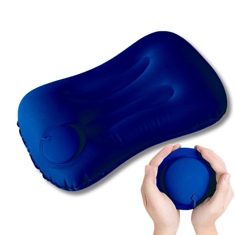 Dangfly Inflatable Travel Air Filled Pillow - Ultralight Camping Pillow for Lumbar Support - Compressible Neck Pillow for Camping, Hiking, and Travel (Blue) - Image 1