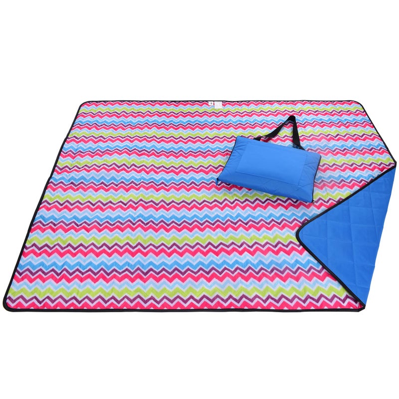 Roebury Roebury Beach Blanket Sand Proof  Outdoor Picnic Blanket  Water Resistant Large Mat for Camping or Travel Washable Foldable Easy Carry Compact Tote Bag Wave Design 