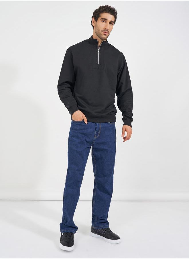 Half-Zip Relaxed Fit Fleece Sweatshirt with Front Seam Detail - pzsku/Z8C04A62ACF4278621255Z/45/_/1728647141/c0d76258-8ff0-4a0c-ae5f-b1f545d45b8a