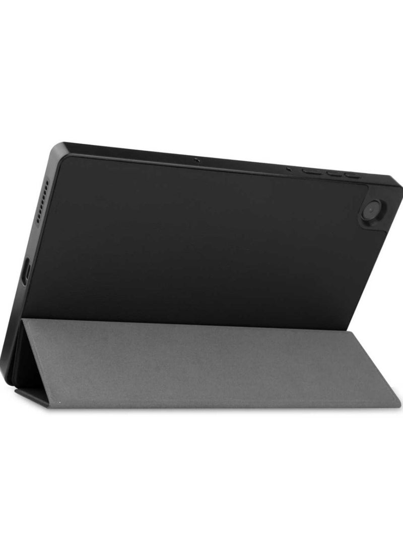 جراب تابلت رفيع نحيف وخفيف الوزن وحامل خلفي ثلاثي الطي مع إيقاظ / نوم تلقائي لجهاز Lenovo Tab M10 HD TB-X306V أسود