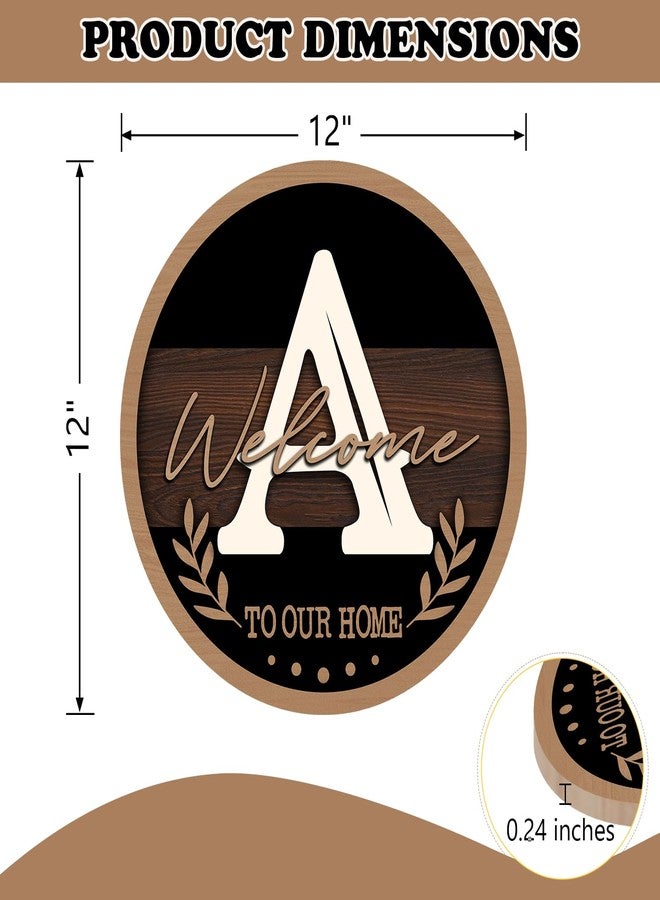 Bolisom Monogram Letter A Front Door Sign, Welcome to Our Home Family Last Name Initial Wooden Hanger Decor Housewarming Wedding Gifts, Farmhouse Rustic Wreath Indoor Wall Hanging Decoration with Bow - Image 2