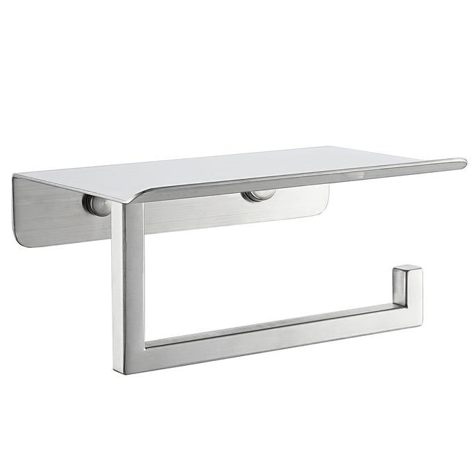 TOILET PAPER HOLDER SHELF BATHROOM TISSUE ROLL HOLDER WITH PHONE SHELF 5 INCH 304 STAINLESS STEEL TISSUE PAPER DISPENSER BRUSHED FINISHED WALL MOUNT TPH202BNT