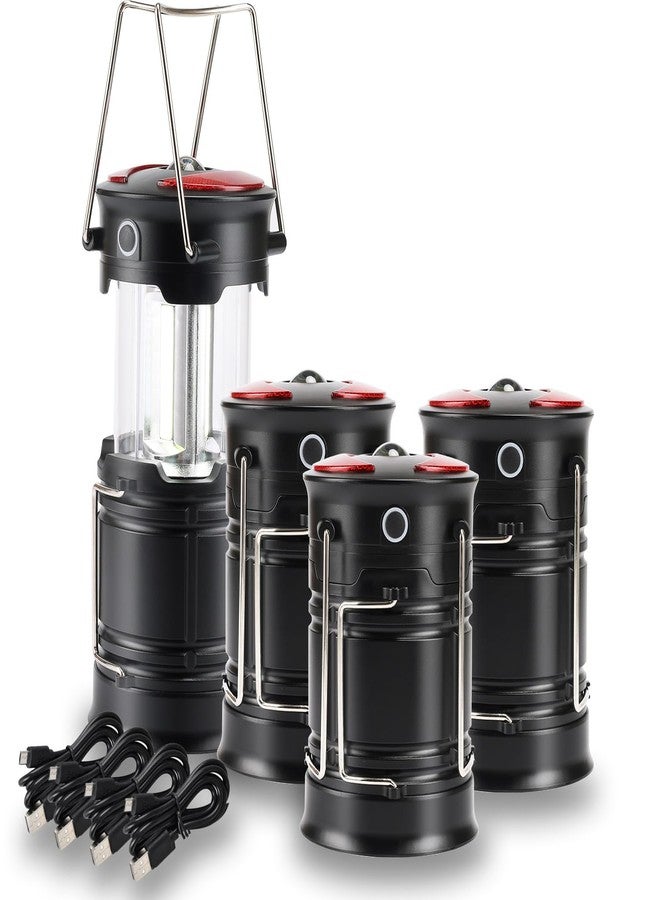 Lichamp 4 Pack LED Camping Lanterns, Rechargeable Lantern Flashlight COB Camp Light for Power Outages, Camping Supplies and Home Hurricane Supplies, E4BK - Image 1