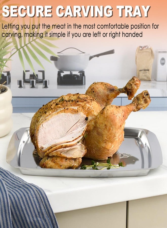 KAYCROWN Stainless Steel Spiked Carving Tray with 5 Spikes & Juice Groove to Hold Meat While Carving, Large Non-Slip Serving Tray Turkey Pan for Slicing, Cutting, Serving Food, Dishwasher Safe - Image 3