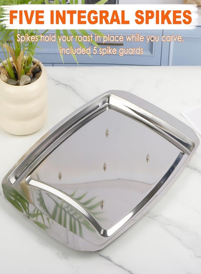 KAYCROWN Stainless Steel Spiked Carving Tray with 5 Spikes & Juice Groove to Hold Meat While Carving, Large Non-Slip Serving Tray Turkey Pan for Slicing, Cutting, Serving Food, Dishwasher Safe - Image 4