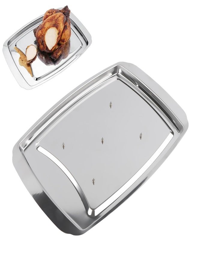 KAYCROWN Stainless Steel Spiked Carving Tray with 5 Spikes & Juice Groove to Hold Meat While Carving, Large Non-Slip Serving Tray Turkey Pan for Slicing, Cutting, Serving Food, Dishwasher Safe - Image 1