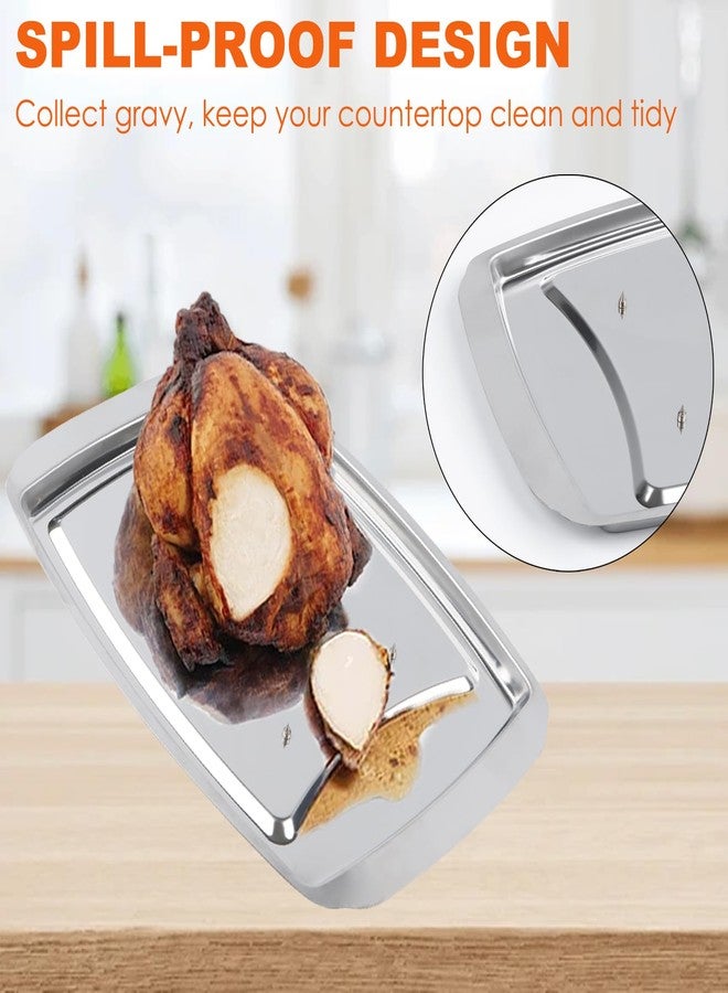 KAYCROWN Stainless Steel Spiked Carving Tray with 5 Spikes & Juice Groove to Hold Meat While Carving, Large Non-Slip Serving Tray Turkey Pan for Slicing, Cutting, Serving Food, Dishwasher Safe - Image 5