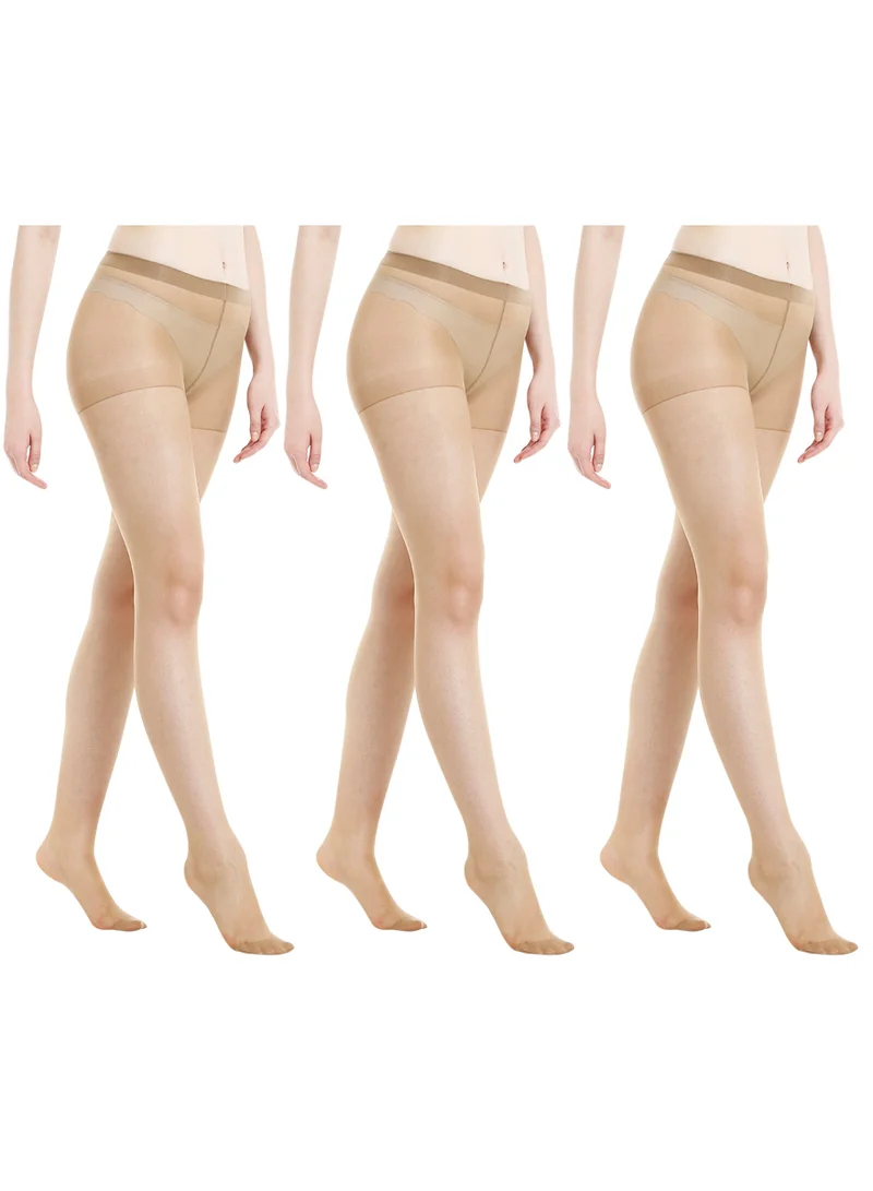 BYC WOMEN'S PANTYHOSE STOCKING (PACK OF 3) - FREE SIZE - COFFEE