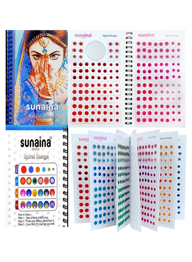 Sunaina Spiral Multicolour Plain Glitter Sparkle Shaded Crystal Diamond Stone Bindi Booklet Self-Adhesive Sticker For Bridal Women (948 Bindi Book Fancy) - Image 2