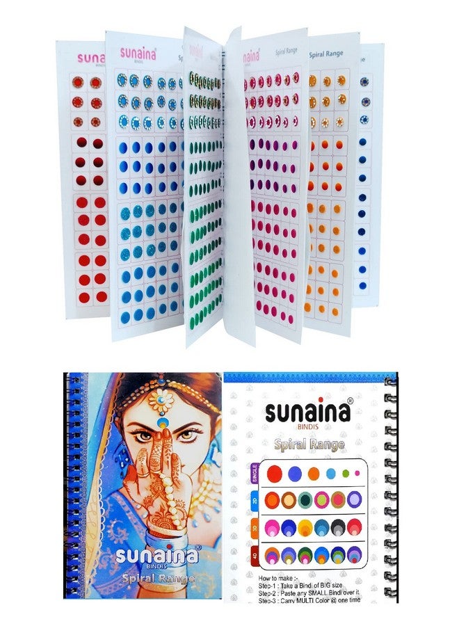 Sunaina Spiral Multicolour Plain Glitter Sparkle Shaded Crystal Diamond Stone Bindi Booklet Self-Adhesive Sticker For Bridal Women (948 Bindi Book Fancy) - Image 1