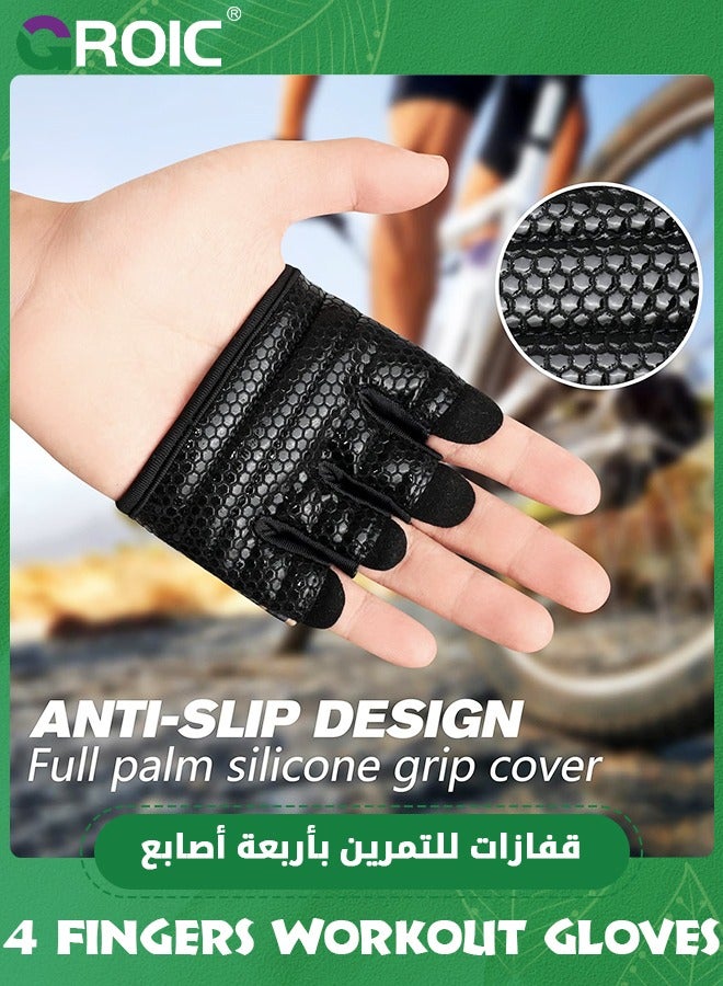 GROIC قفازات رفع الأثقال، قفازات قصيرة قصيرة للتمارين الرياضية مع حماية كاملة لراحة اليد وقبضة إضافية للرجال والنساء لرفع الأثقال، وصالة الألعاب الرياضية، والتدريب على التمارين - Image 2
