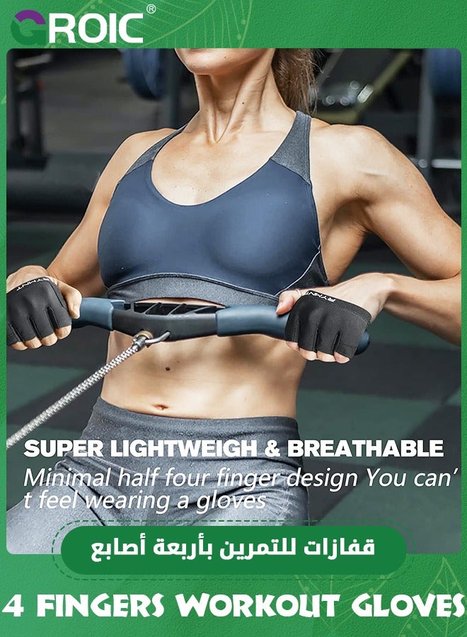 GROIC قفازات رفع الأثقال، قفازات قصيرة قصيرة للتمارين الرياضية مع حماية كاملة لراحة اليد وقبضة إضافية للرجال والنساء لرفع الأثقال، وصالة الألعاب الرياضية، والتدريب على التمارين - Image 5