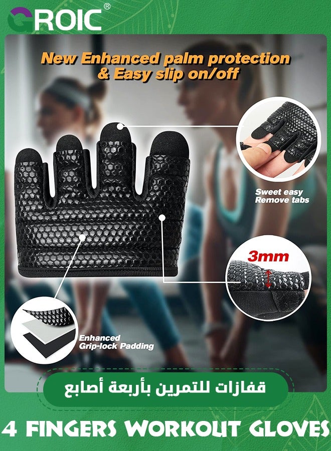 GROIC قفازات رفع الأثقال، قفازات قصيرة قصيرة للتمارين الرياضية مع حماية كاملة لراحة اليد وقبضة إضافية للرجال والنساء لرفع الأثقال، وصالة الألعاب الرياضية، والتدريب على التمارين - Image 3