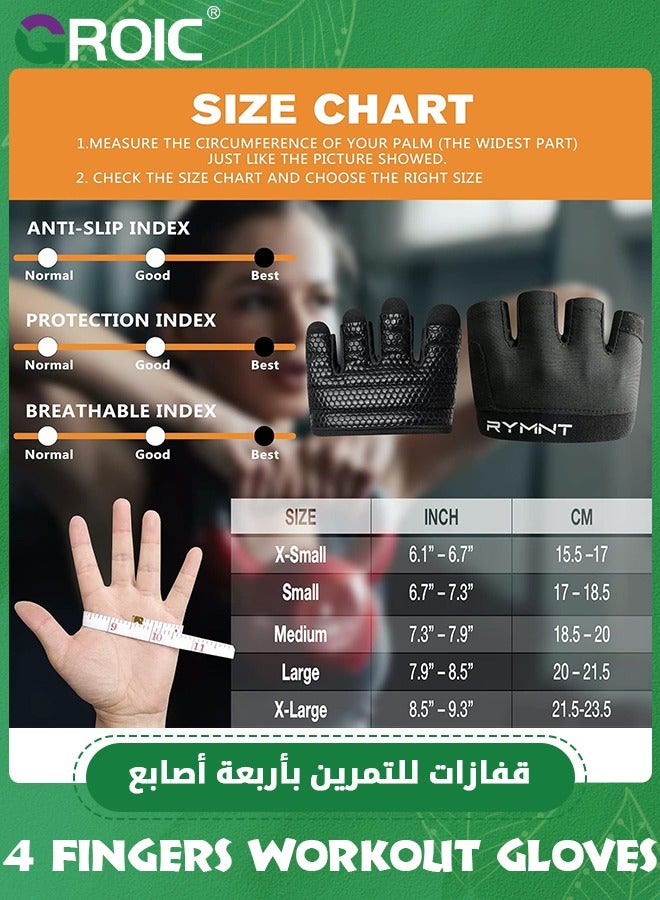 GROIC قفازات رفع الأثقال، قفازات قصيرة قصيرة للتمارين الرياضية مع حماية كاملة لراحة اليد وقبضة إضافية للرجال والنساء لرفع الأثقال، وصالة الألعاب الرياضية، والتدريب على التمارين - Image 4