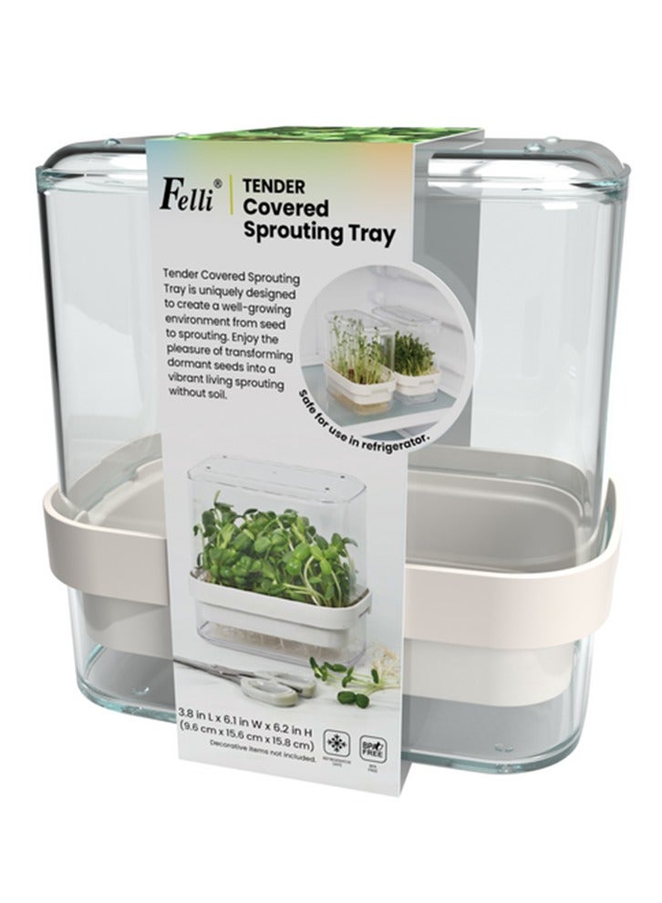 Felli BPA-Free Refrigerator Safe Tender Covered Sprouting Tray Clear and White - Image 2