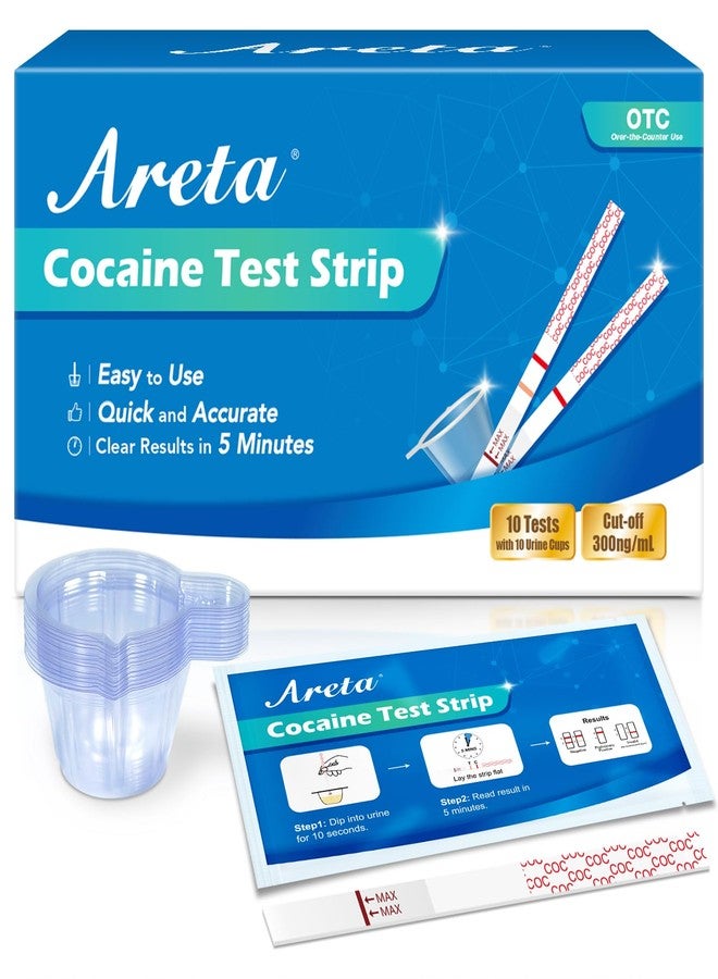 Areta Cocaine Test Strip: Highly Sensitive Cocaine Drug Test Strips, 10 Pack Cocaine Home Screen Testing Kit, 300 ng/mL Cutoff, Instant Results in 5 Min -#ASCOC-114 - Image 1